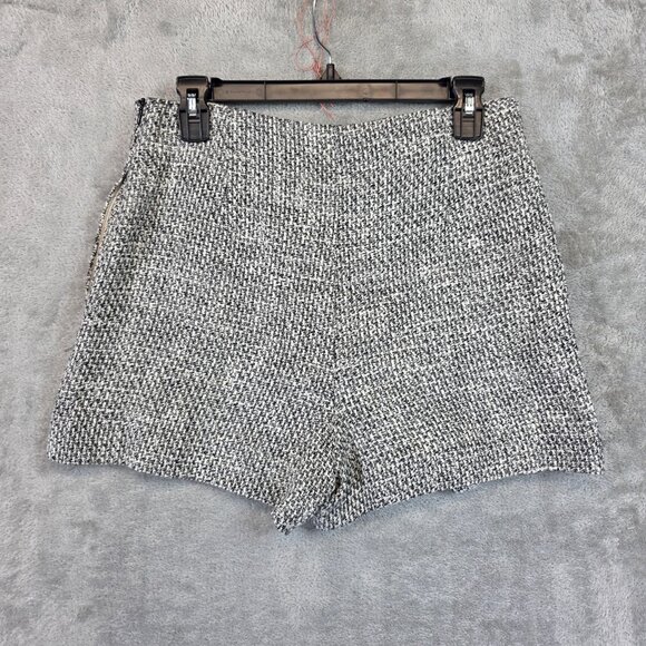 Zara Skort Womens Medium Gray Tweed Wrap Front Shorts Mini Skirt Pockets Lined - Picture 8 of 9